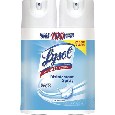 Lysol Crisp Linen Disinfectant Spray, 12.5 fl oz (0.4 quart) Crisp Linen, Clear, 2 PK RAC89946